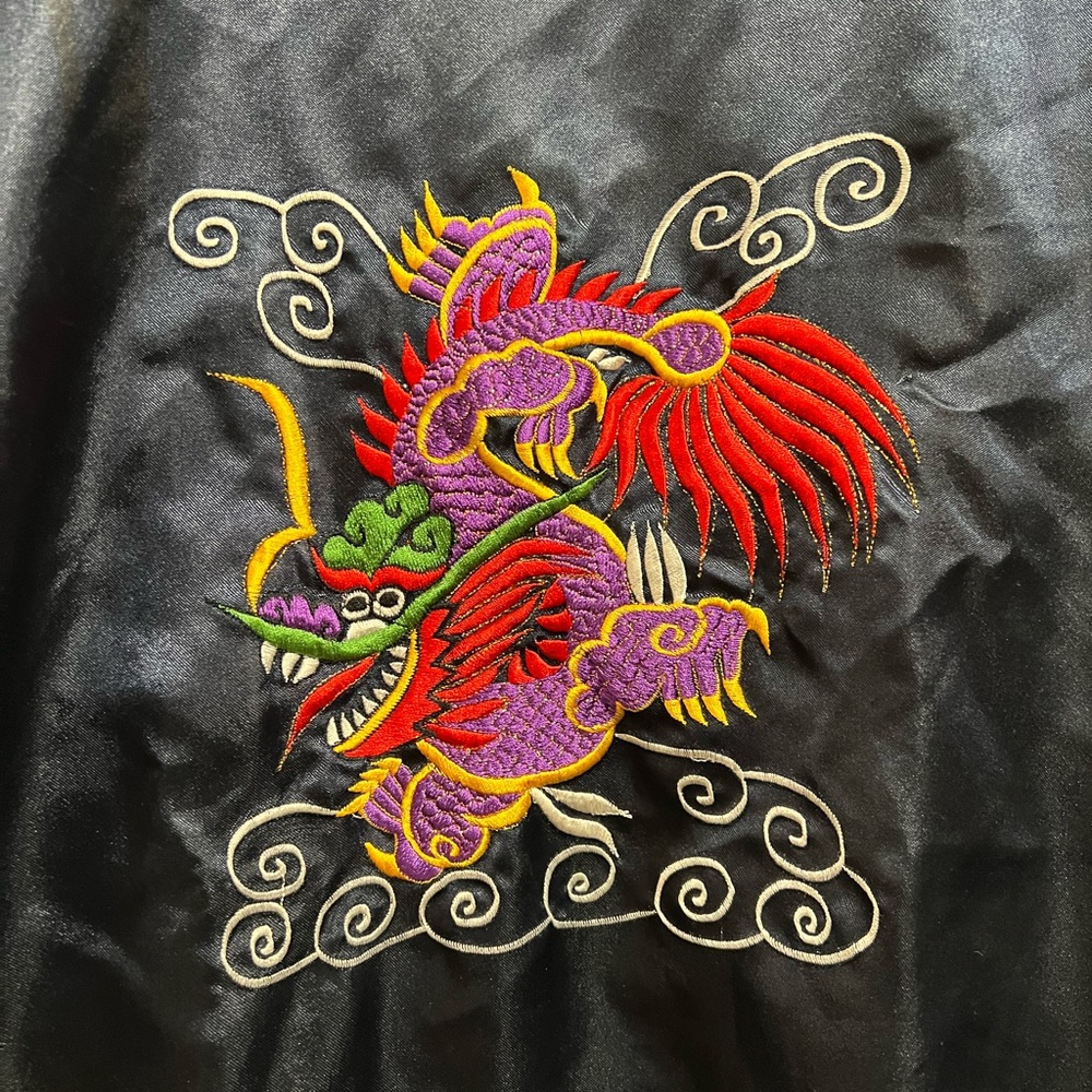 Vintage Embroidered Poly Robe